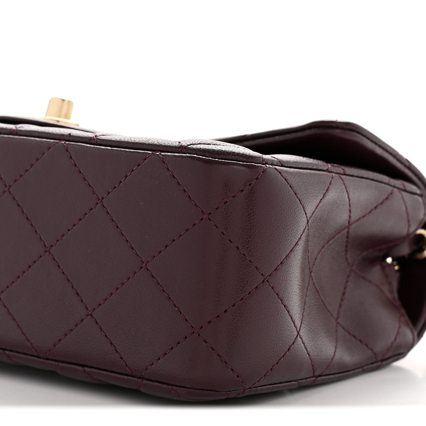 Lambskin Quilted Mini Rectangular Flap Dark Purple