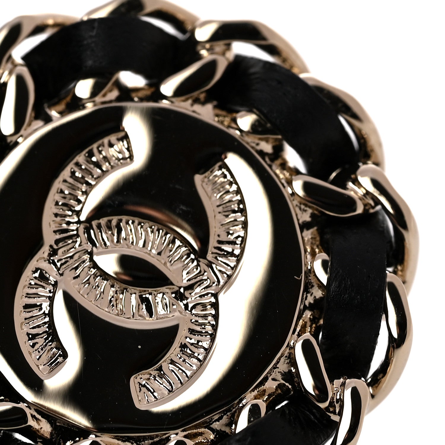 Chanel Crystal Lambskin Chain CC Stud Earrings Black Gold 5 of 6