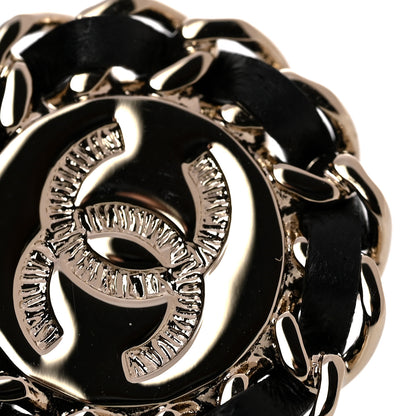 Chanel Crystal Lambskin Chain CC Stud Earrings Black Gold 5 of 6