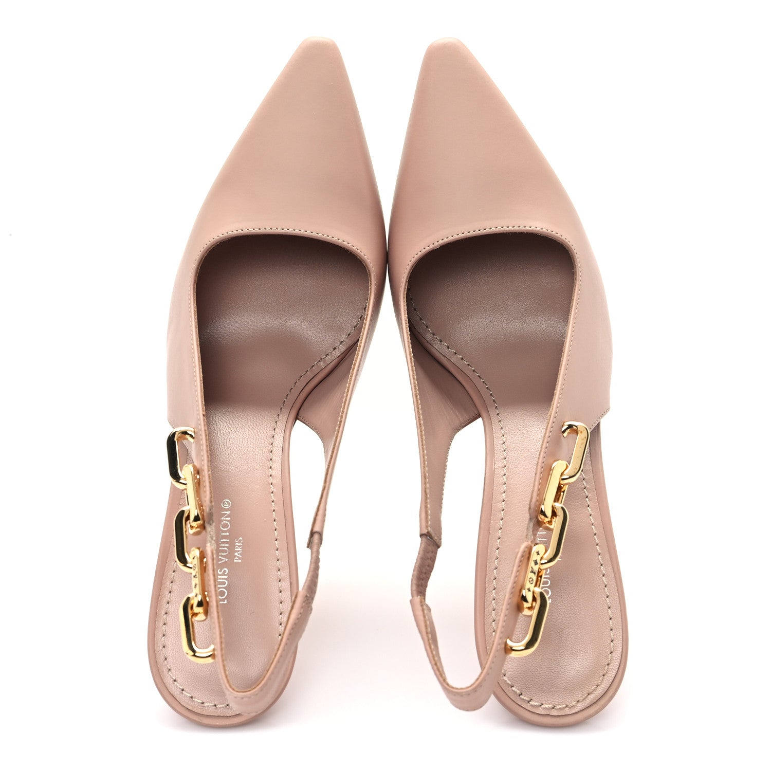 Louis Vuitton Calfskin Sparkle Slingback Pumps 36 Nude 2 of 10