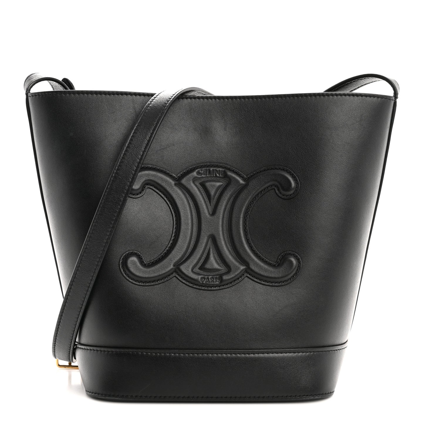 Smooth Calfskin Small Cuir Triomphe Bucket Bag Black