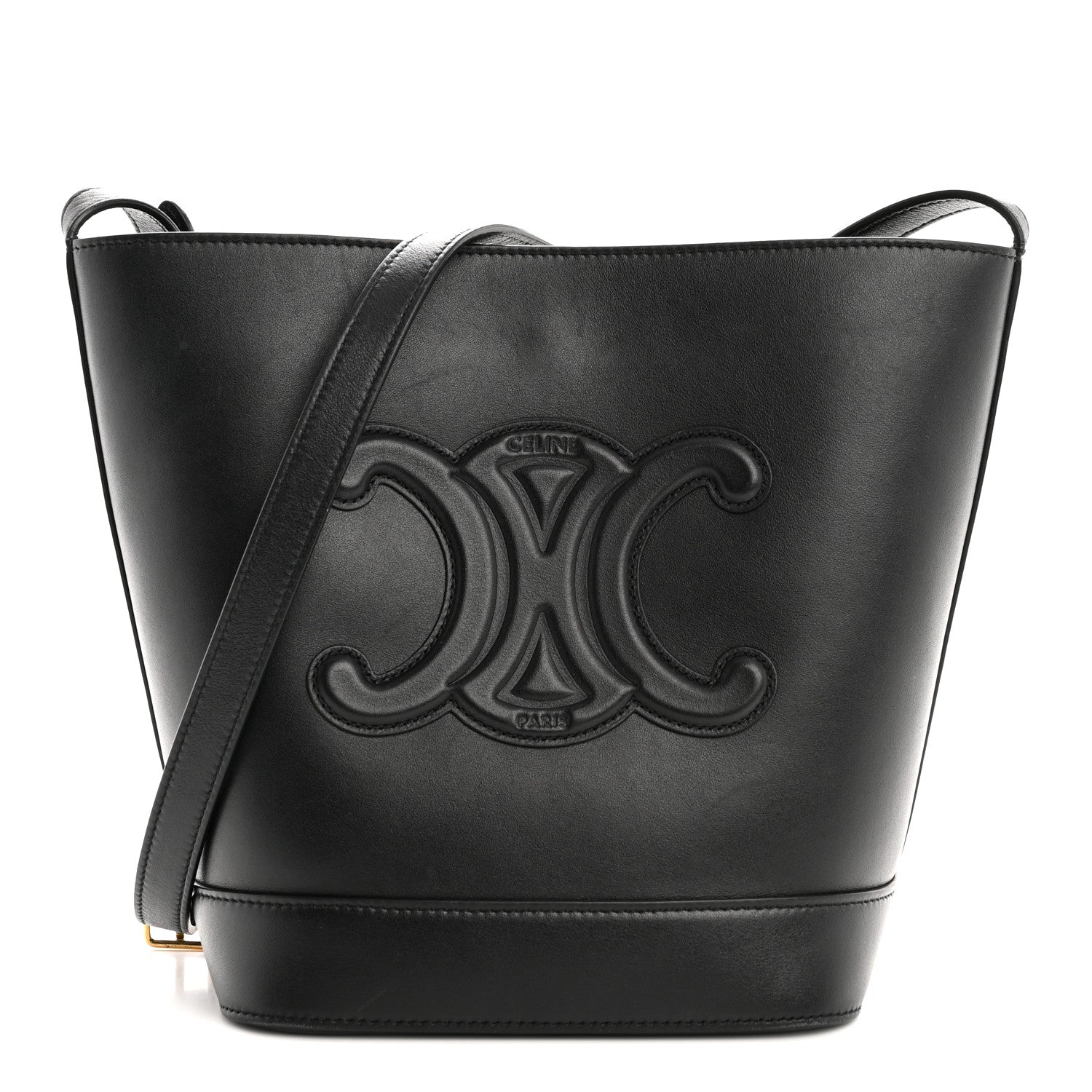 Celine Smooth Calfskin Small Cuir Triomphe Bucket Bag Black 1 of 14