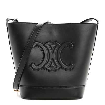 Celine Smooth Calfskin Small Cuir Triomphe Bucket Bag Black 1 of 14