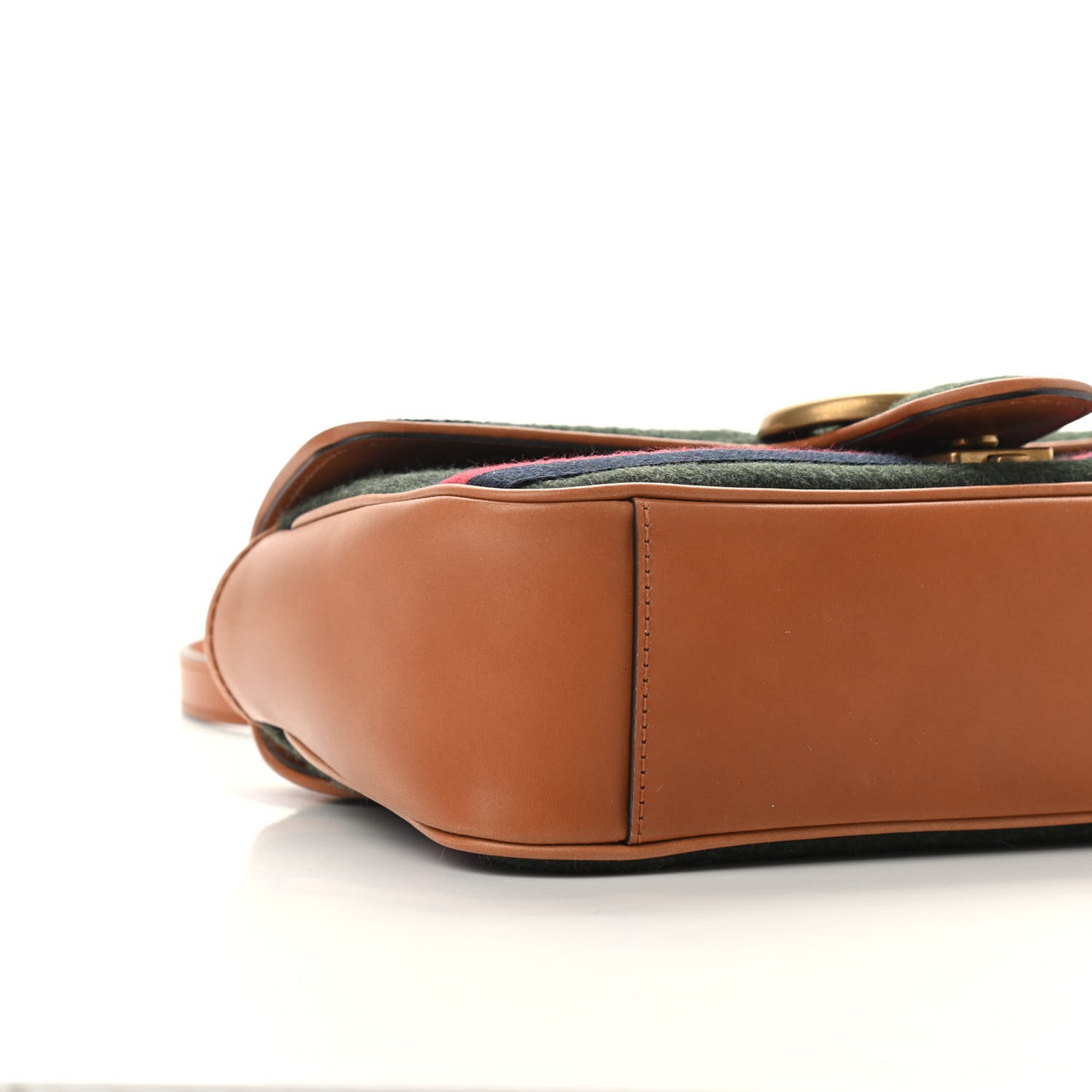 Loden Fabric Cuoio Harness Web Matelasse Horizontal Small GG Marmont Shoulder Bag Underwood Blue Red Harness Brown