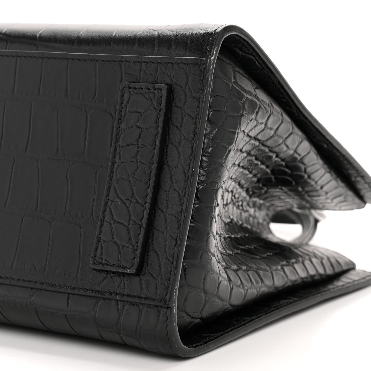 Calfskin Crocodile Embossed Medium Sharp Tote Black