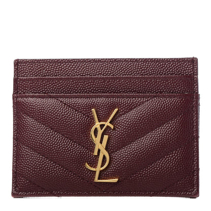 Saint Laurent Grain De Poudre Matelasse Chevron Monogram Credit Card Case Bordeaux 1 of 11