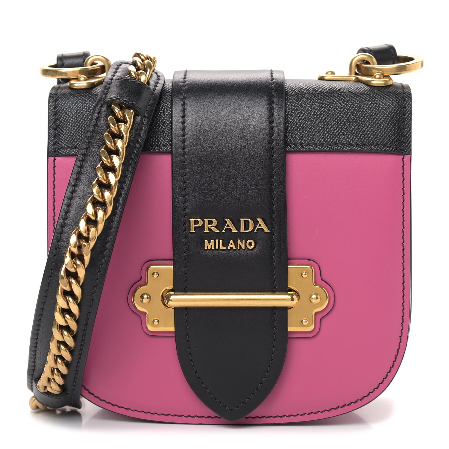 Prada City Calfskin Saffiano Cahier Crossbody Bag Fuxia Black 1 of 8