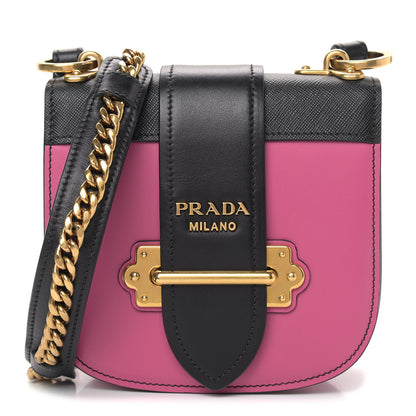 Prada City Calfskin Saffiano Cahier Crossbody Bag Fuxia Black 1 of 8