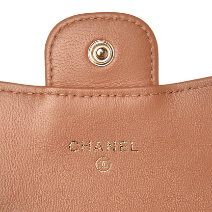 Chanel Lambskin Quilted Flap Card Holder Beige 6 of 8