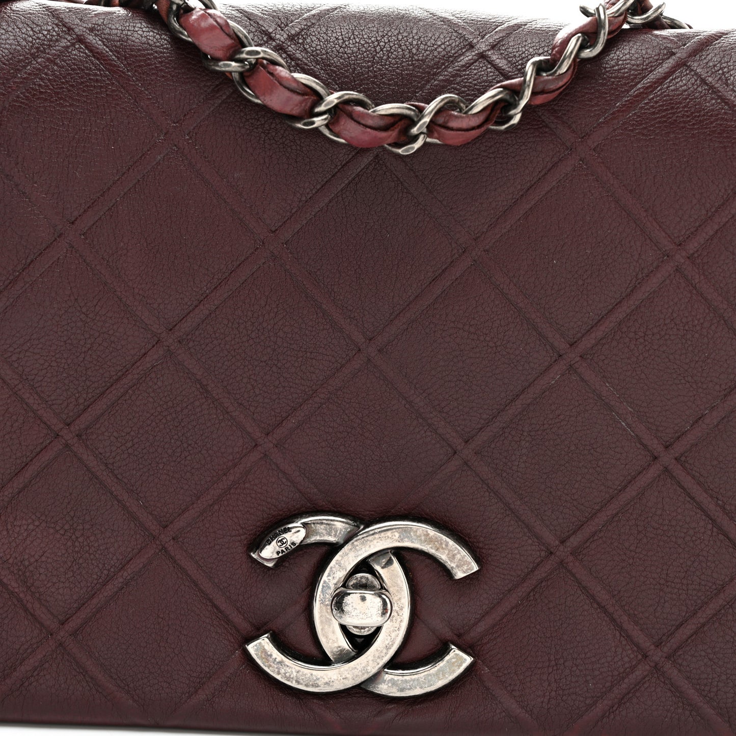 Calfskin Diamond Embossed New Chic Flap Burgundy