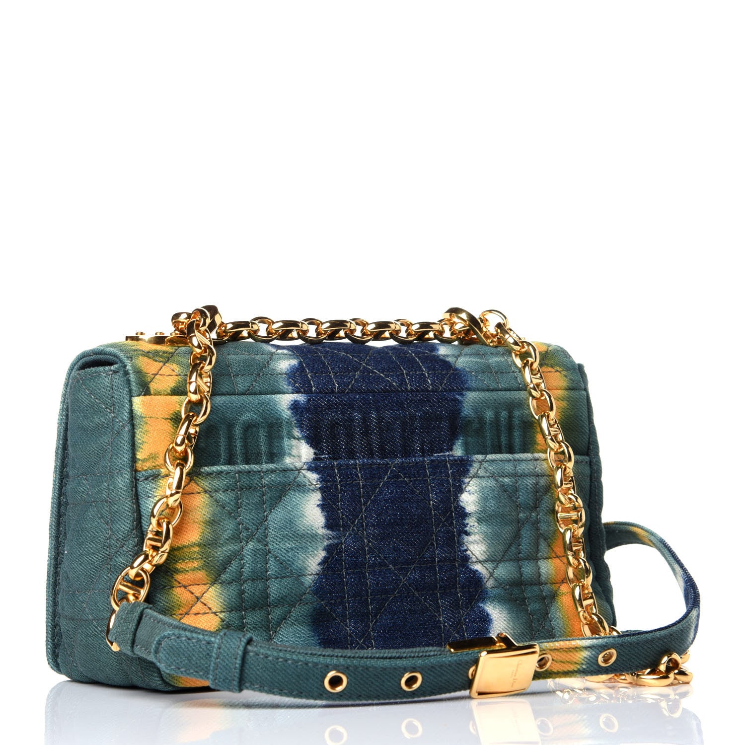 Christian Dior Denim Tie Dye Cannage Small Caro Bag Green Multicolor 4 of 10
