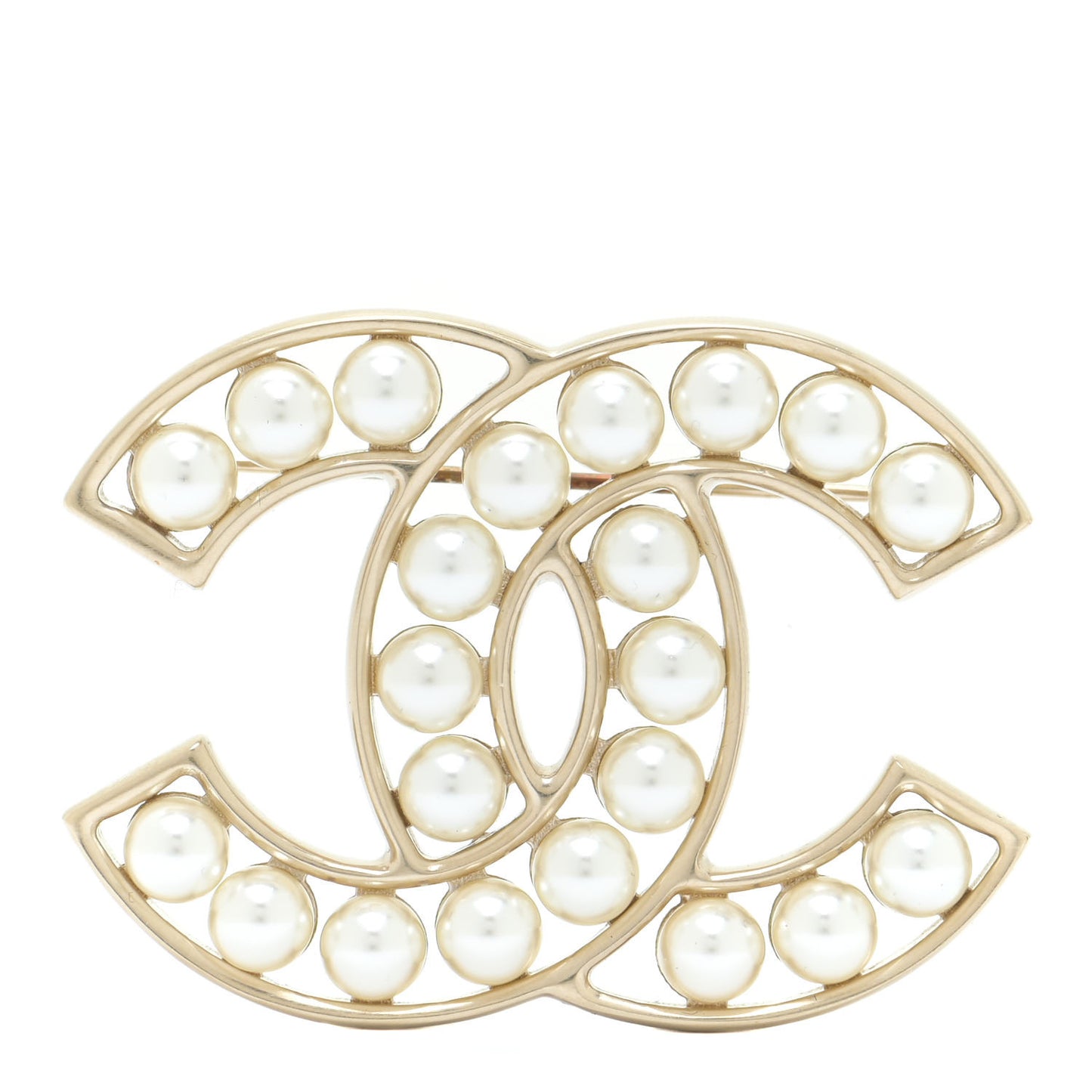 Pearl CC Brooch Light Gold