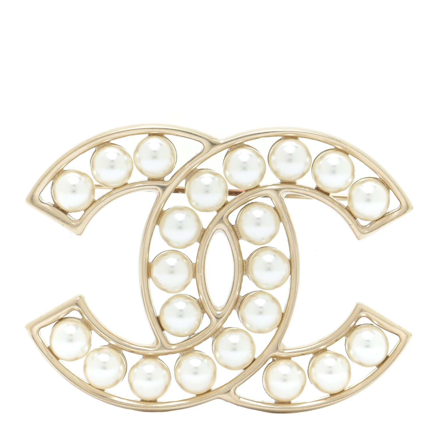 Chanel Pearl CC Brooch Light Gold 1 of 5