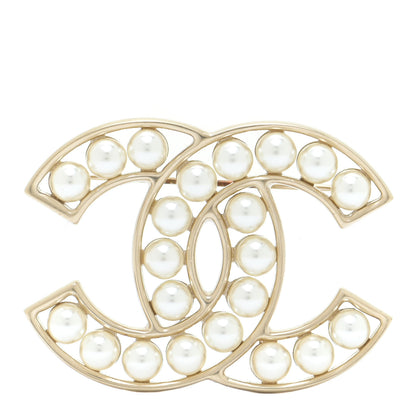 Chanel Pearl CC Brooch Light Gold 1 of 5