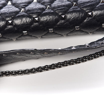 Valentino Garavani Craquele Nappa Medium Rockstud Spike Shoulder Bag Black 23 of 24