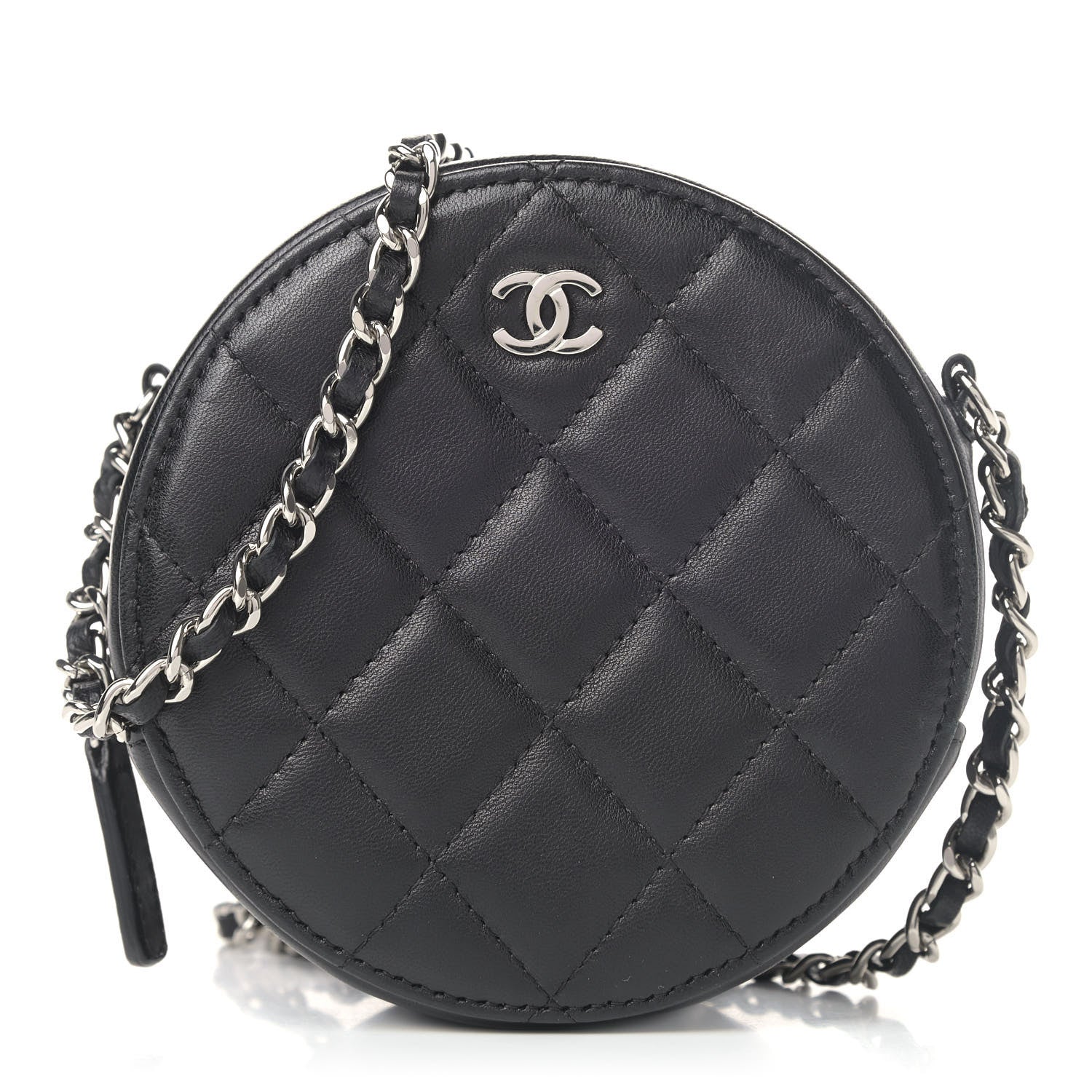 Chanel Lambskin Quilted Round Clutch With Chain Black 1 of 4