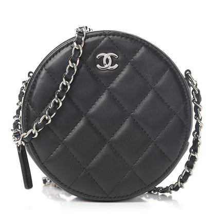 Chanel Lambskin Quilted Round Clutch With Chain Black 1 of 4