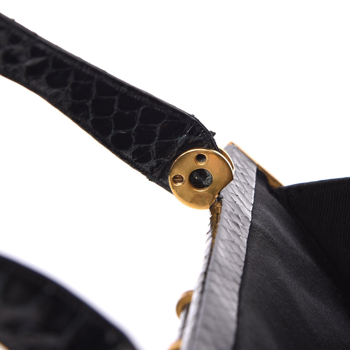 Glazed Snakeskin Frame Evening Bag Black