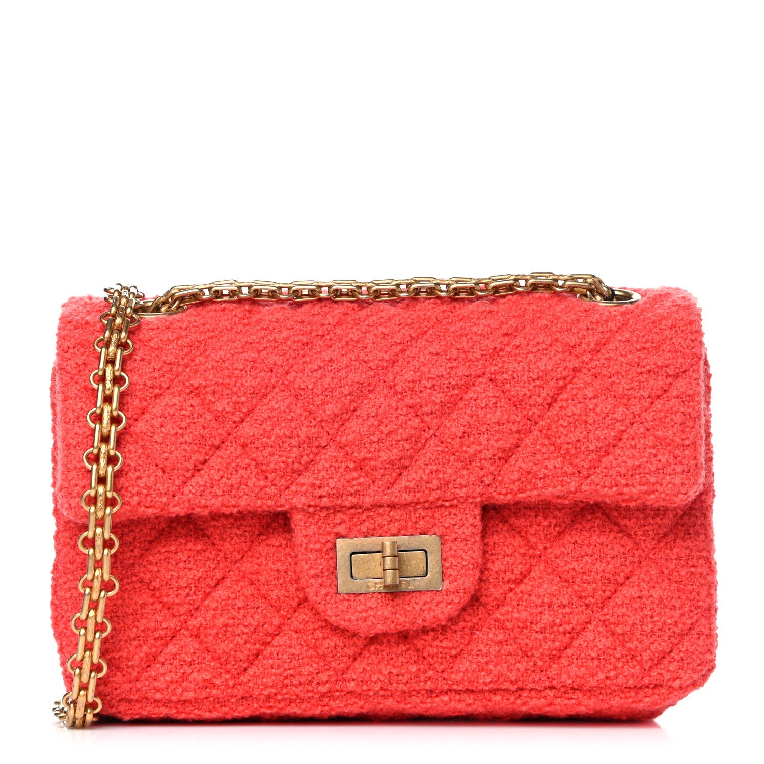 Chanel Tweed Quilted 2.55 Reissue Mini Flap Coral 1 of 13