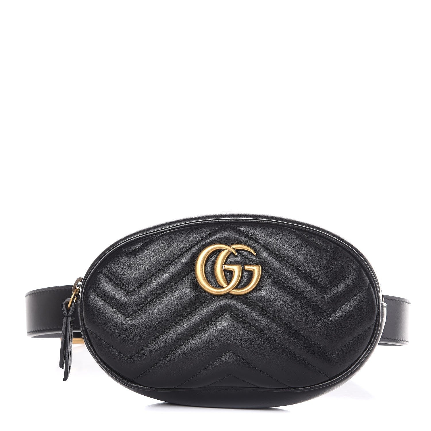 Gucci Calfskin Matelasse GG Marmont Belt Bag 85 34 Black 1 of 9