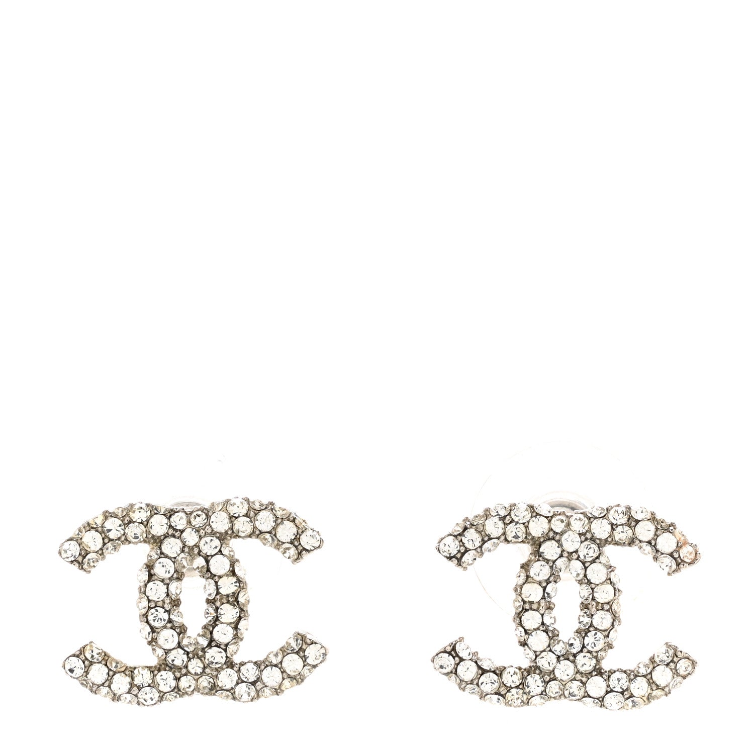 Chanel Crystal CC Earrings Silver 1 of 5