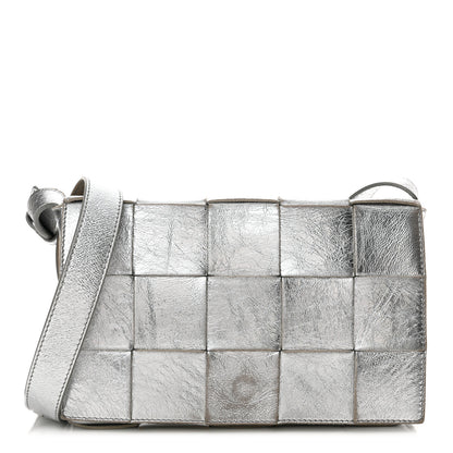 Bottega Veneta Metallic Lambskin Maxi Intrecciato Cassette Crossbody Bag Silver 1 of 16