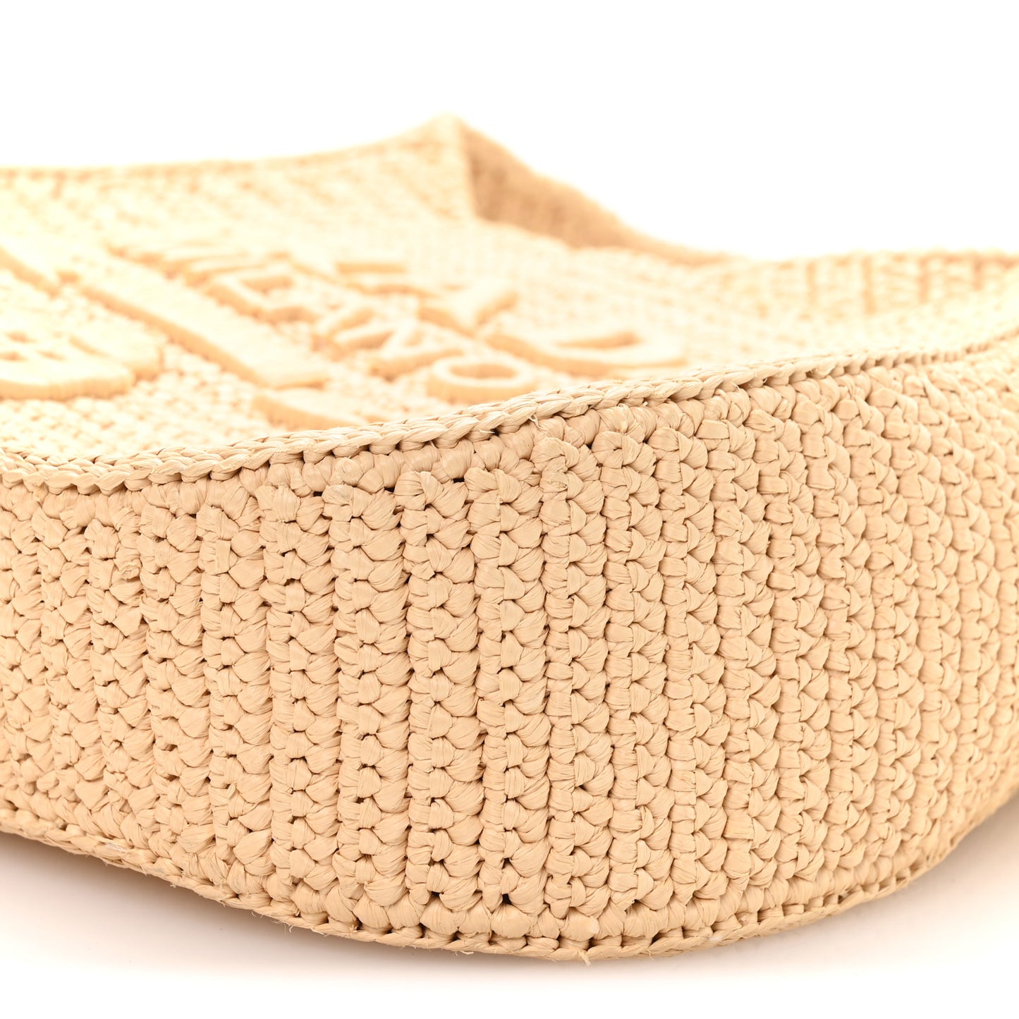 Yarn Raffia Effect Crochet Embroidered Logo Hobo Naturale