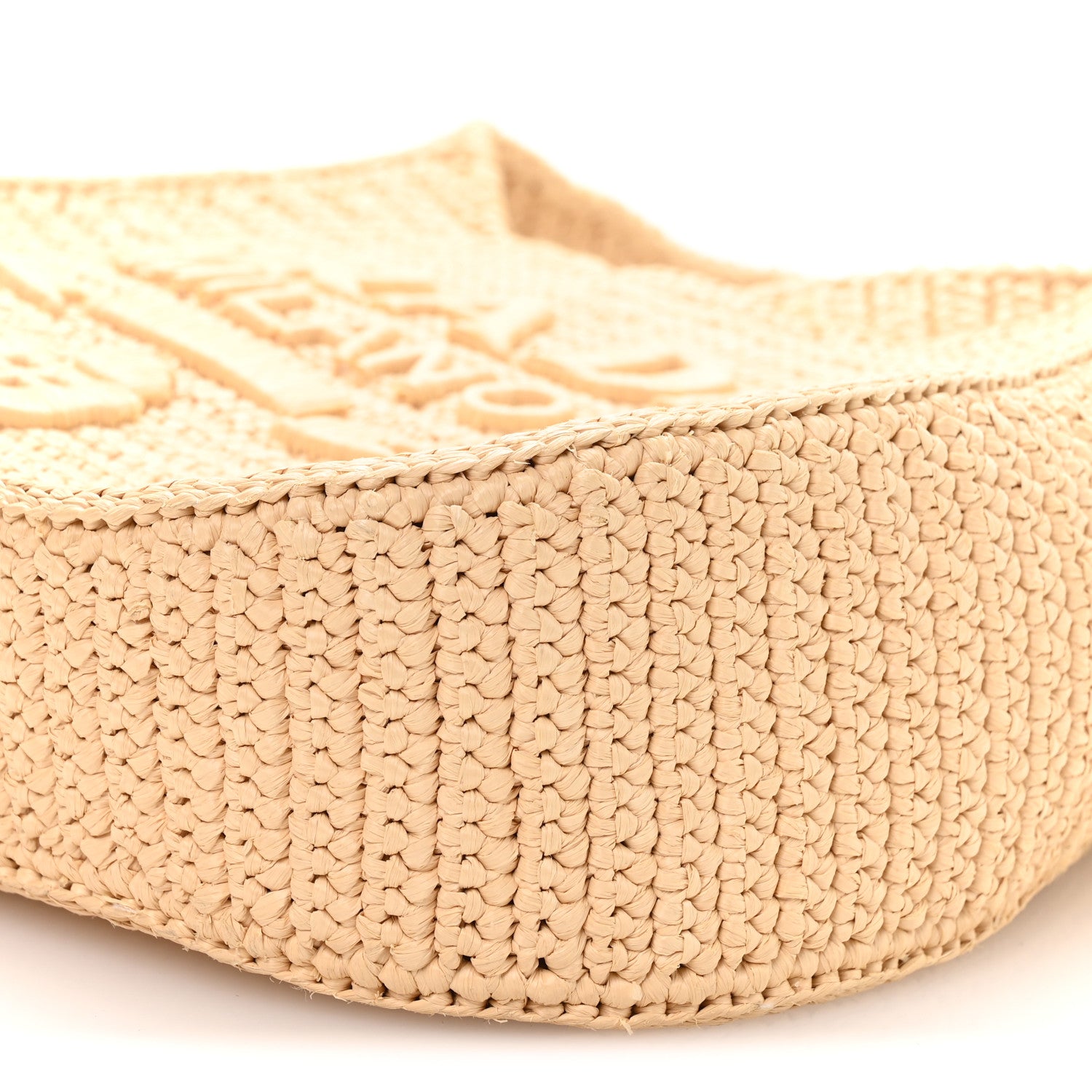Prada Yarn Raffia Effect Crochet Embroidered Logo Hobo Naturale 10 of 10