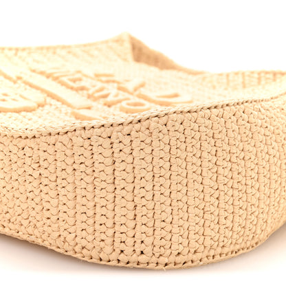Prada Yarn Raffia Effect Crochet Embroidered Logo Hobo Naturale 10 of 10