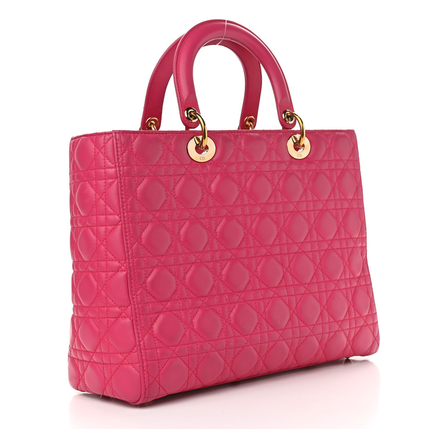 Lambskin Cannage Large Lady Dior Fuchsia