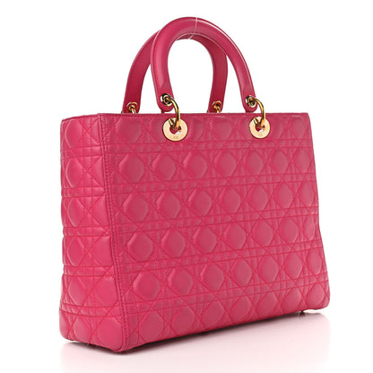 Christian Dior Lambskin Cannage Large Lady Dior Fuchsia 3 of 15