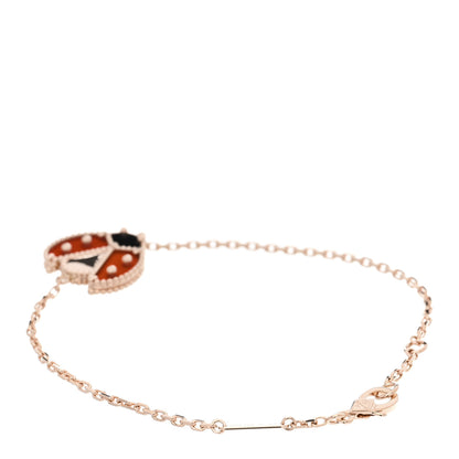 Van Cleef & Arpels 18K Rose Gold Carnelian Onyx Lucky Spring Open Wing Lady Bug Bracelet 3 of 6