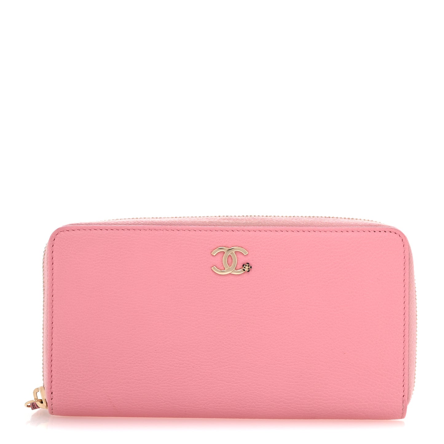 Goatskin Zip Around Wallet  Pink
