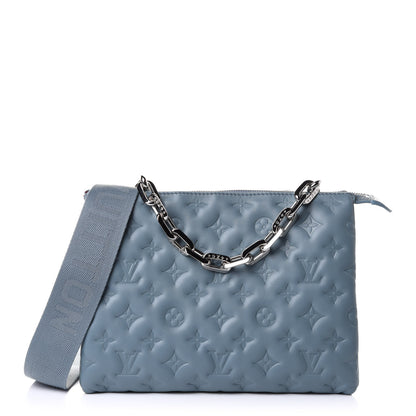 Louis Vuitton Lambskin Embossed Monogram Coussin PM Blue Glacier 1 of 16