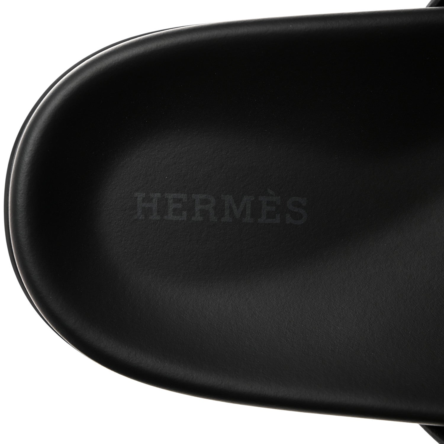 Hermes Calfskin Womens Chypre Sandals 41 Black 6 of 9