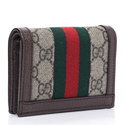 Gucci GG Supreme Monogram Web Ophidia Card Case Beige New Acero 2 of 4