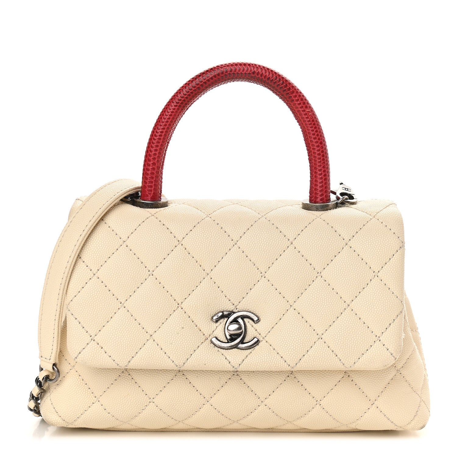 Chanel Caviar Lizard Quilted Mini Coco Handle Flap White 1 of 11