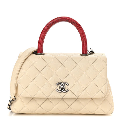 Chanel Caviar Lizard Quilted Mini Coco Handle Flap White 1 of 11