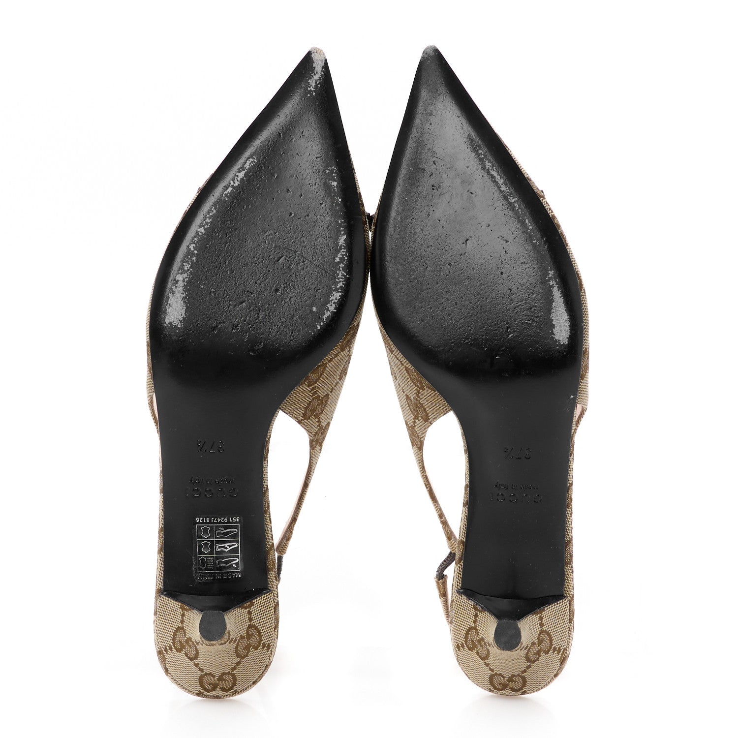 Gucci Monogram Horsebit 35mm Slingback Pumps 39 Beige Ebony Cocoa 37.5 Beige Ebony Cocoa 6 of 11