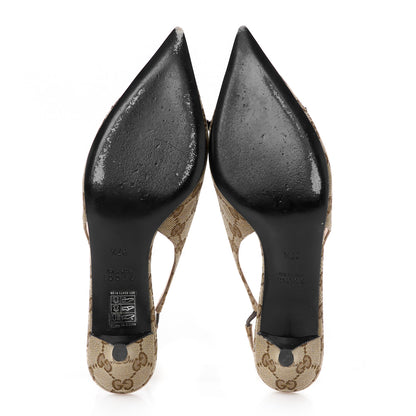 Gucci Monogram Horsebit 35mm Slingback Pumps 39 Beige Ebony Cocoa 37.5 Beige Ebony Cocoa 6 of 11