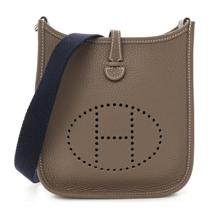 Hermes Taurillon Clemence Amazone Evelyne TPM Etoupe Bleu Indigo 1 of 10