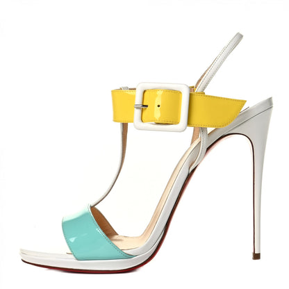 Christian Louboutin Patent Jazz Calf Beltega 120 Sandals 40.5 Opaline 1 of 7