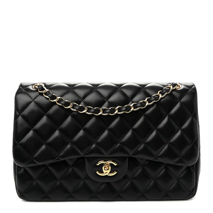 Chanel Lambskin Quilted Jumbo Double Flap Black 1 of 11