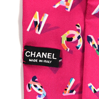 Chanel Silk CC Slim Bandeau Scarf Pink Multicolor 3 of 3