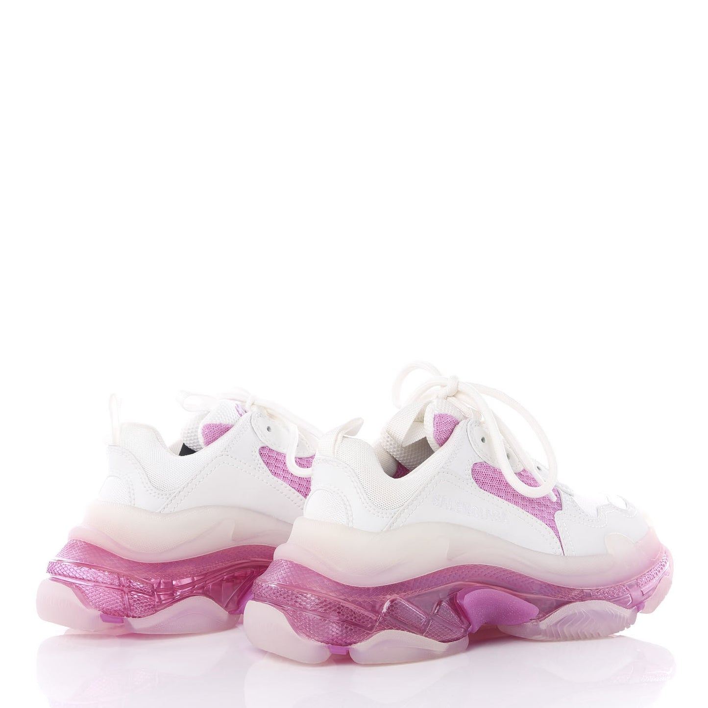 Fabric Mesh Clear Sole Womens Triple S Sneakers 35 White Pink