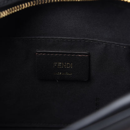 Fendi Glazed Fabric Vitello Century FF 1974 Stamp Patch Camera Case Mogano Panna Black 8 of 10