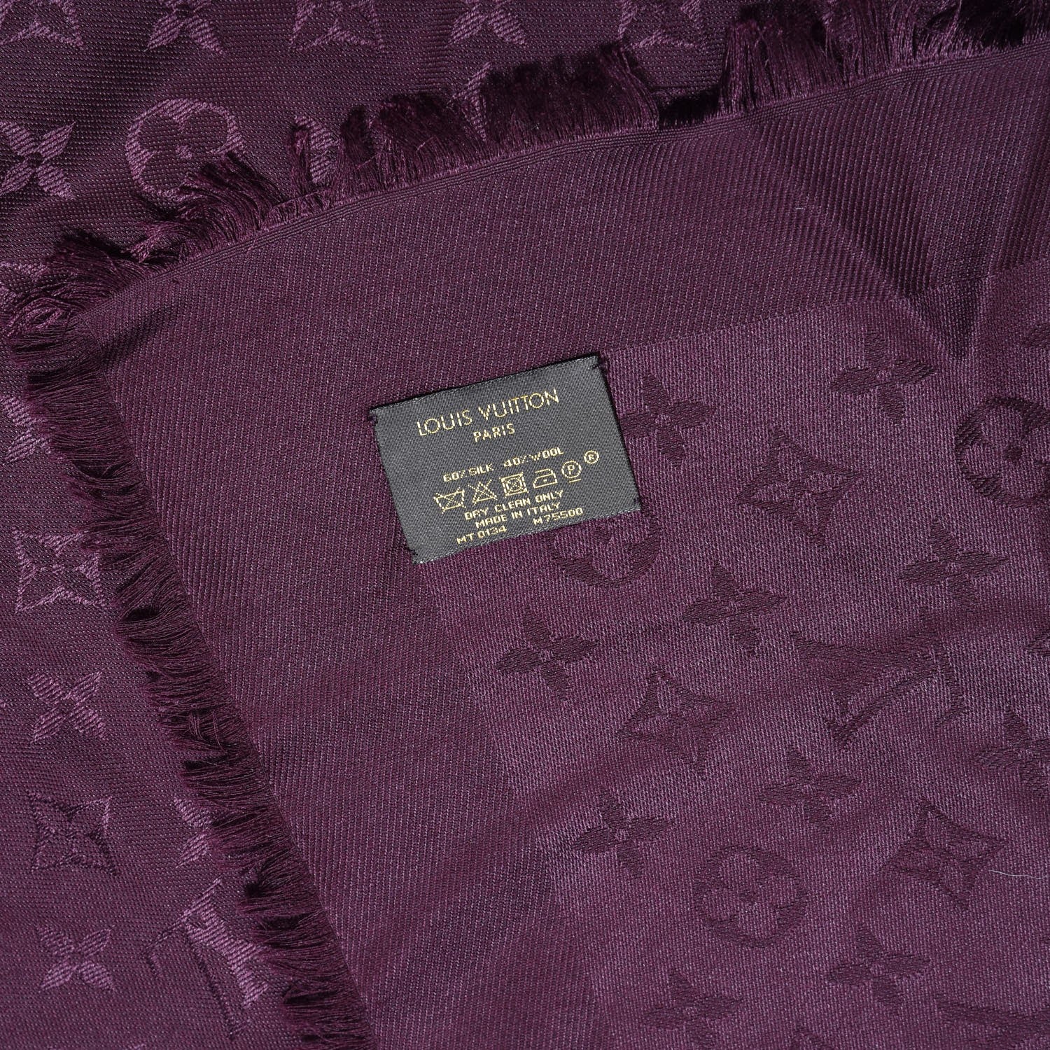 Louis Vuitton Wool Silk Monogram Shawl Amarante 4 of 5
