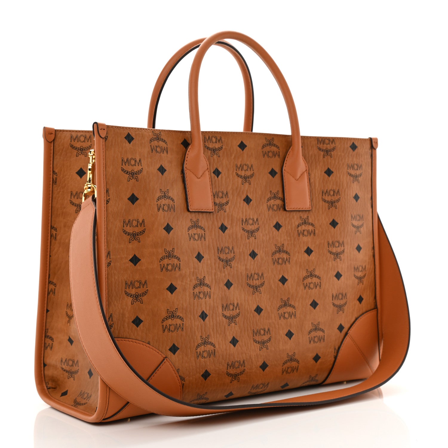 MCM Visetos Large Munich Tote Cognac 3 of 11