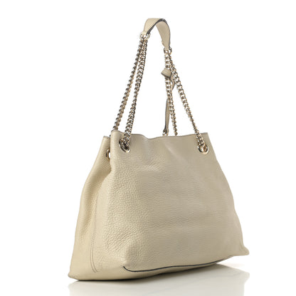 Gucci Pebbled Calfskin Medium Soho Chain Shoulder Bag Off White 3 of 19