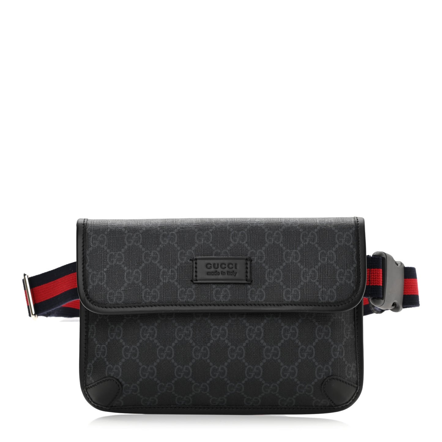 GG Supreme Monogram Web Slim Belt Bag Black Grey